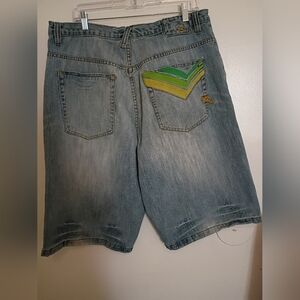 Rocawear Denim Shorts men‎ with Green Accents 100% cotton Y2K